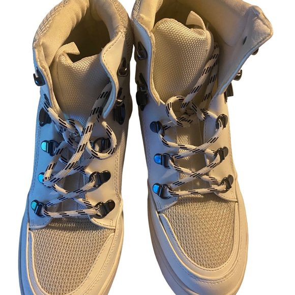 Madden Girl Negan white black and sliver high top chunky boots size 8.5 M - Picture 5 of 12